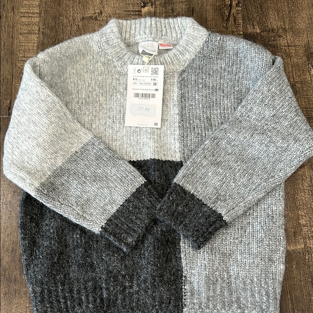 Gray and Black Knit Sweater